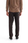 Dark Brown Pinstriped Cotton Pants