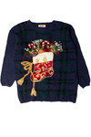 Vintage Blue Plaid Ugly Christmas Pullovers  (1997)