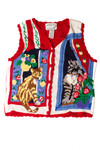 Vintage Cats Let Them In! Ugly Christmas Vest 59389 (1995)