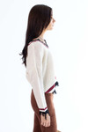 Ivory Distressed Varsity Pullover