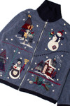 Plaid Little Sweet Snowmen Ugly Christmas Cardigan 59382