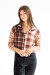 Fleece Mixed Plaid Long Sleeved Polo Shirt