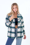 Teal Sherpa-Lined Flannel Jacket