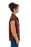 Brown Color Block Corduroy Shirt 1