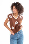 Brown Daisy Sweater Vest