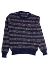 Vintage Blue Patterned 80s Sweater