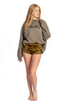 Olive Crushed Velvet Dolphin Shorts