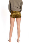 Olive Crushed Velvet Dolphin Shorts