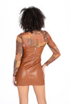 Brown Stretch Pleather Mini Dress