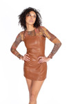 Brown Stretch Pleather Mini Dress