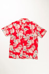 Red & White Hibiscus Flower Print Hawaiian Shirt