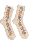 Taupe Strawberry Floral Twist Socks - 1 Pair