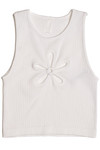 White Flower Cutout Seamless Tank