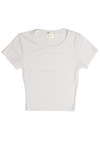 White Basic Ribbed Crop Tee