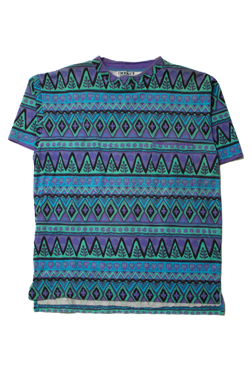 Pocket T-Shirt (sz. Pattern Vintage Medium) Zig-Zag