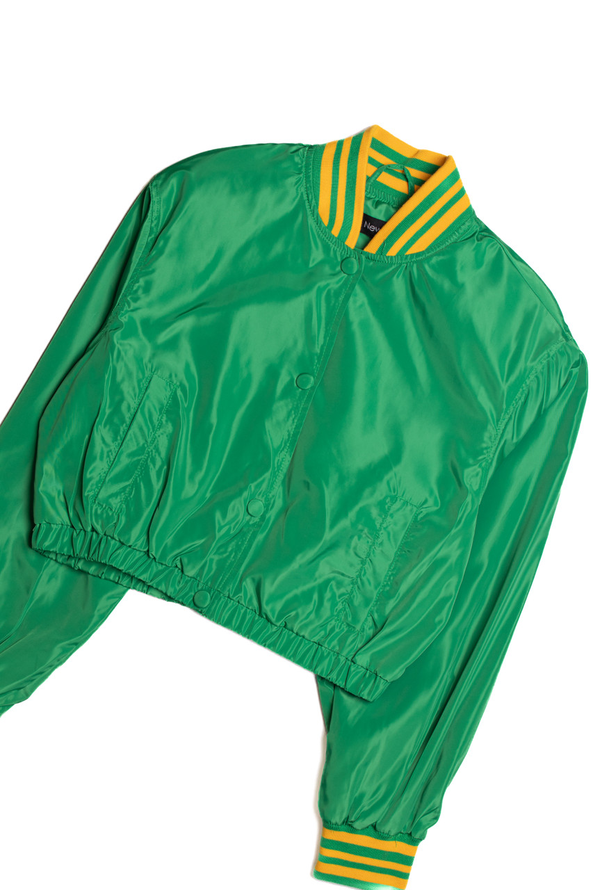 Green Silk Varsity Jacket