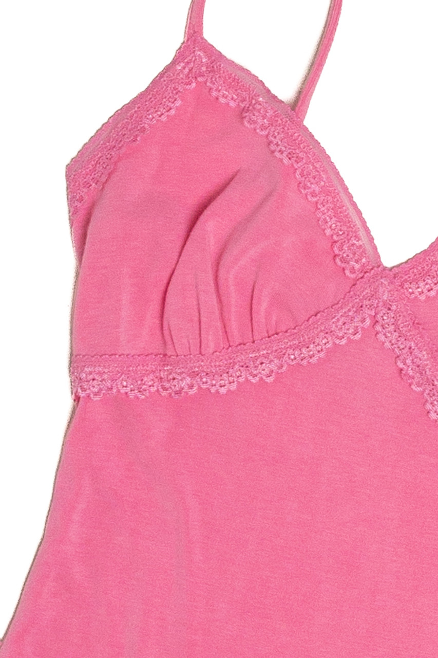 Petite Baby Pink Lace Trim Button Cami