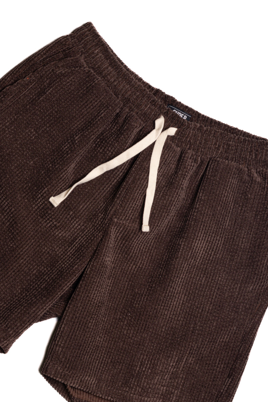 Chocolate Brown Washed Corduroy Shorts