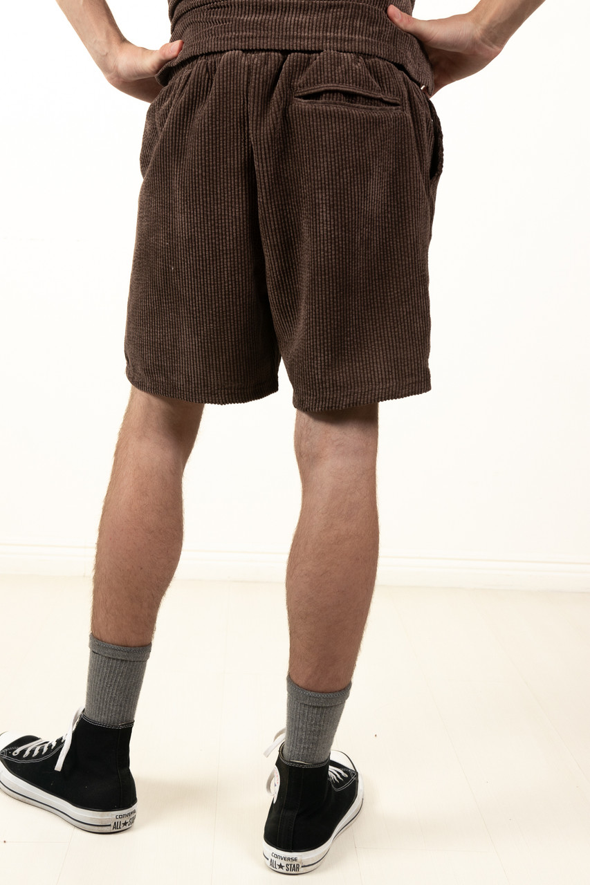 Chocolate Brown Washed Corduroy Shorts