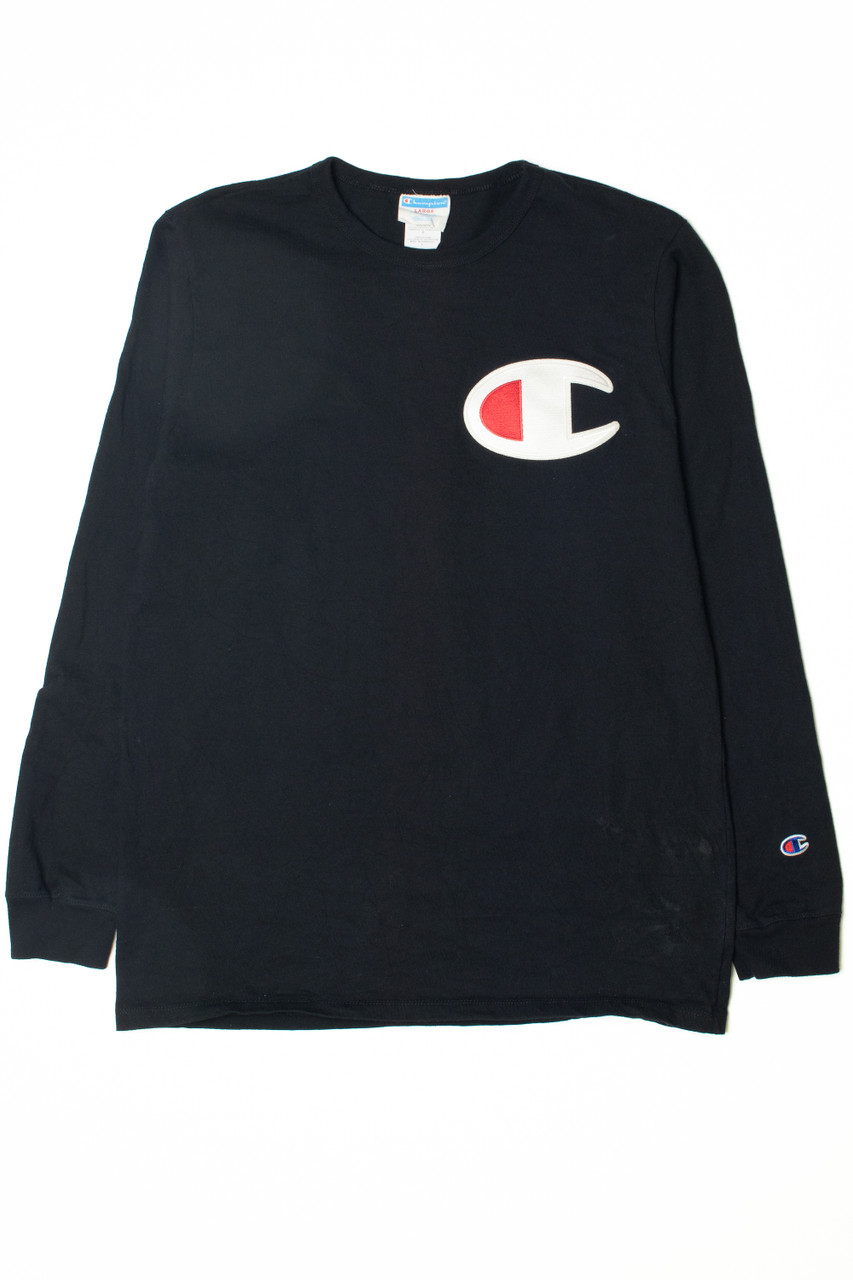 Vintage Champion XL Embroidered Logo Long Sleeve T-Shirt (1990s)