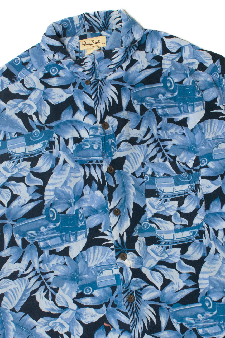 Car And Floral Panama Jack Hawaiian Shirt