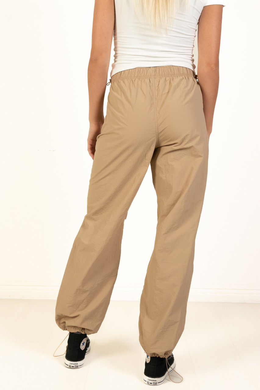 Khaki Drawstring Parachute Pants