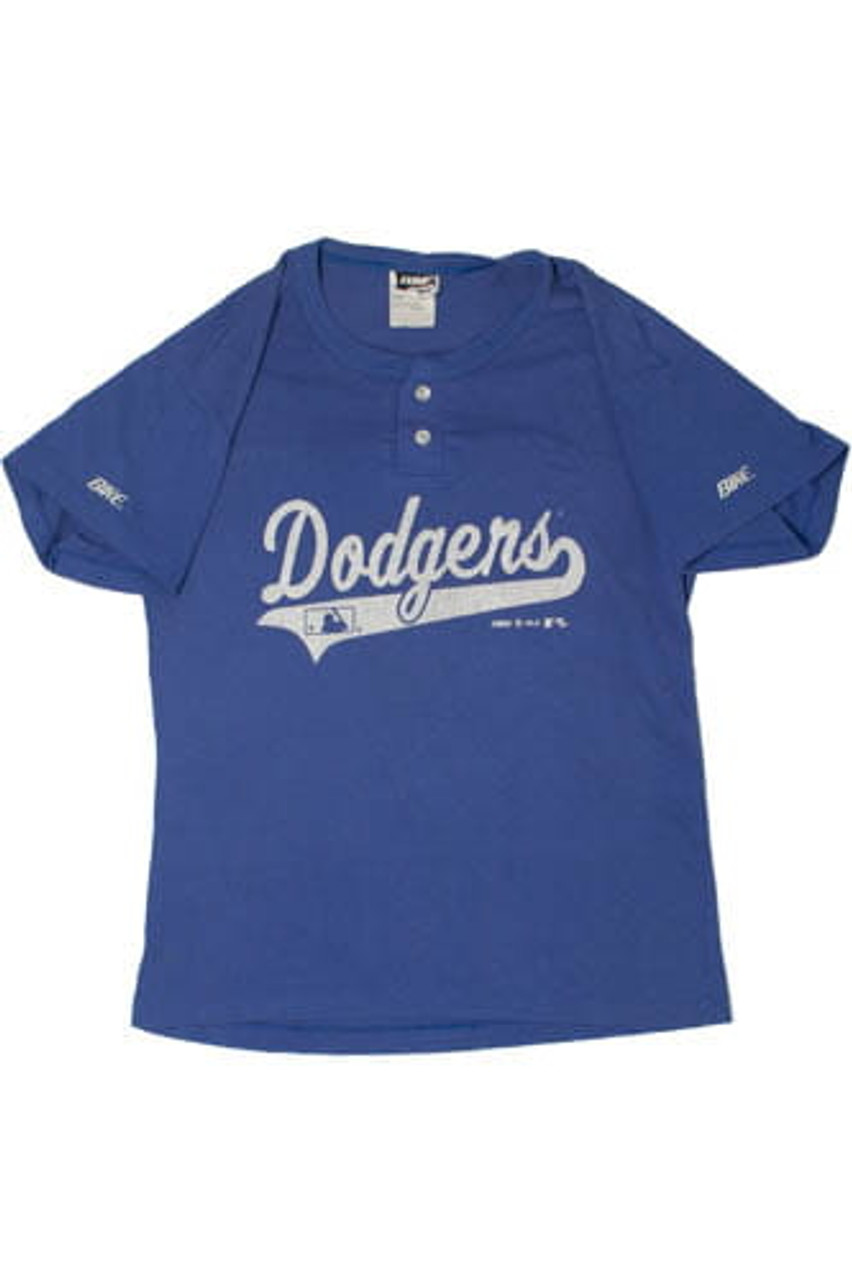 1990s La Dodgers Baseball Cotton Jersey Button Front Shirt