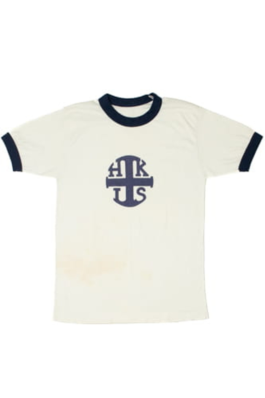 Vintage Hong Kong School Logo Navy Ringer T-Shirt -