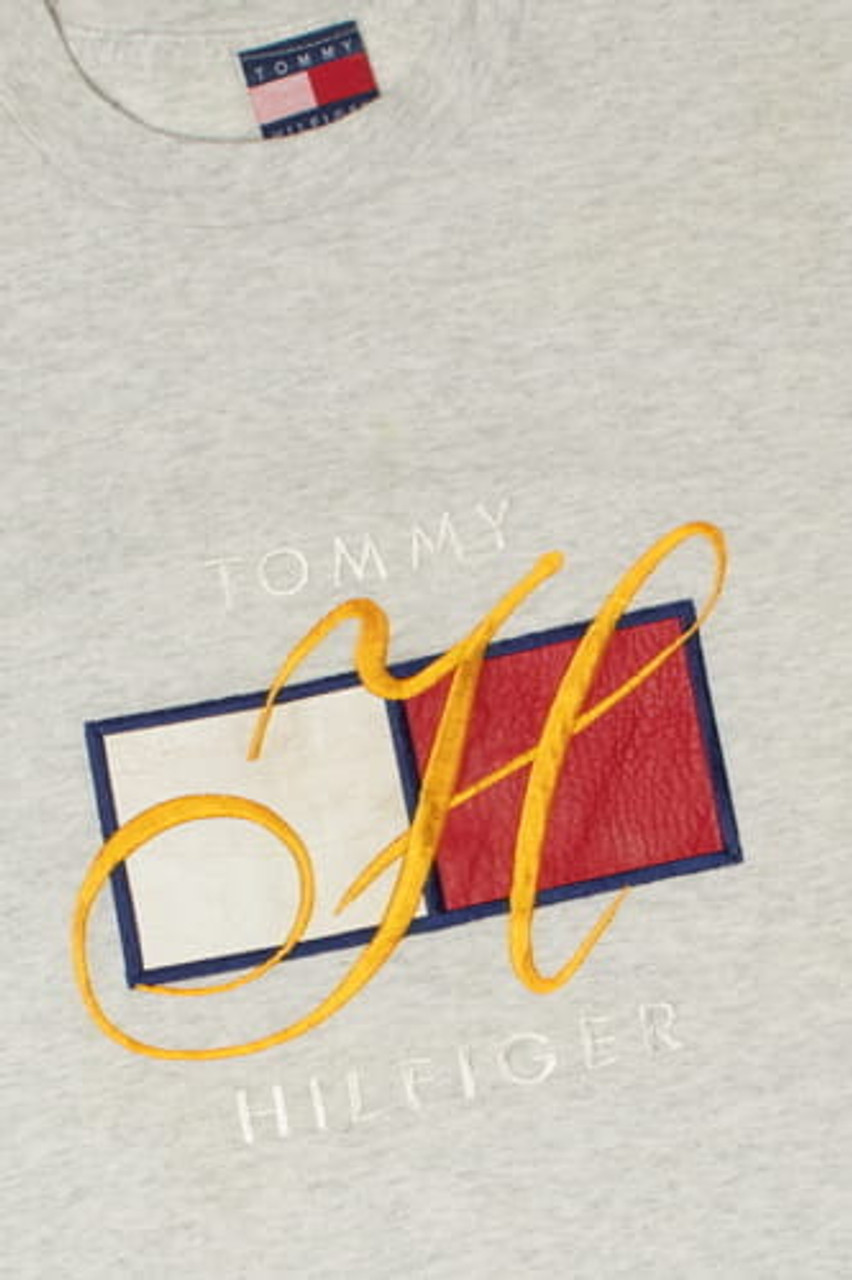 serviet Litteratur masse Vintage Tommy Hilfiger Embroidered Logo With Pleather Detail T-Shirt -  Ragstock.com