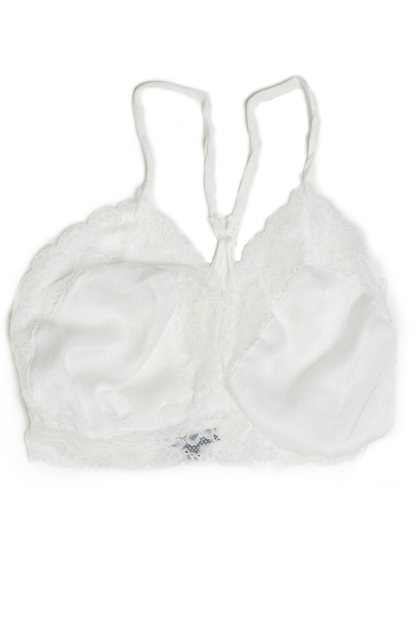 White 90's Satin Lace Bralette