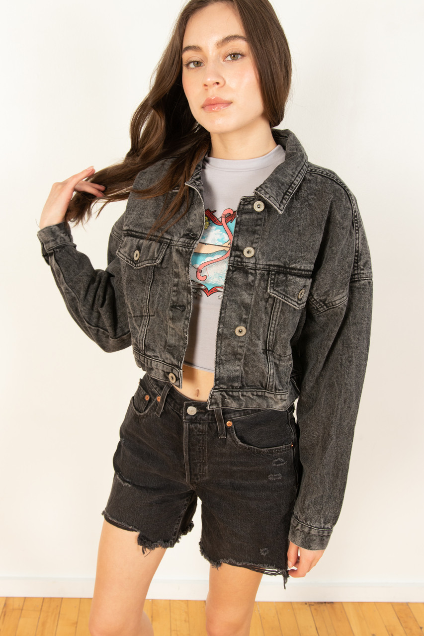 Cool Oversized Cropped Denim Jacket Womens | Denim jacket, Denim jacket  women, Cropped denim