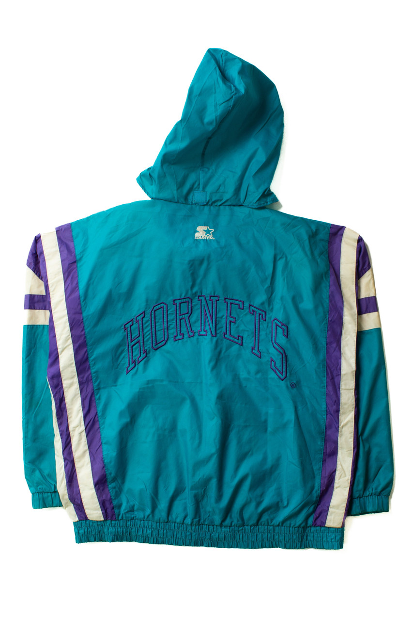 Vintage Starter - Charlotte Hornets Hooded Pullover Jacket 1990s Large