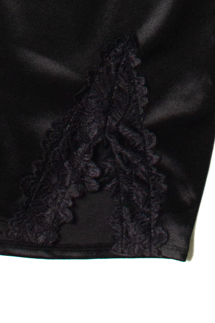 Iris Lace Dress in Black/ satin lace slip dress with ties – Róu So