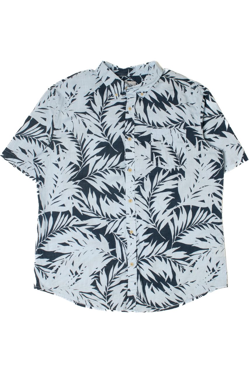 Black Exclusive Leaf Pattern Short Sleeve Button Up Hawaiian Shirt