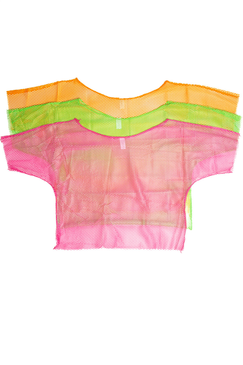 Neon Pink Fishnet Long Sleeve Shirt Style# 6001
