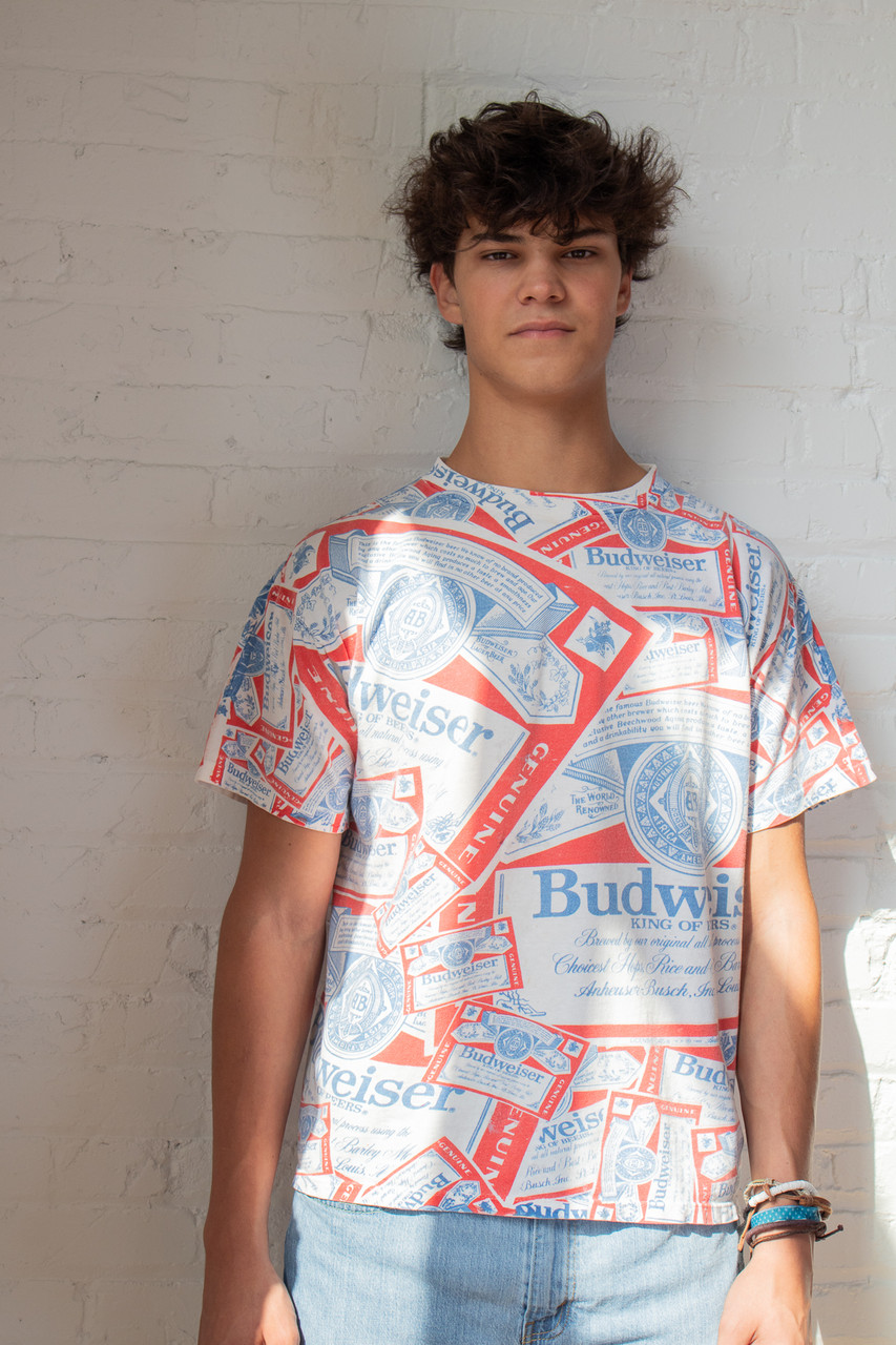 Vintage Budweiser All Over Print Single Stitch T-Shirt