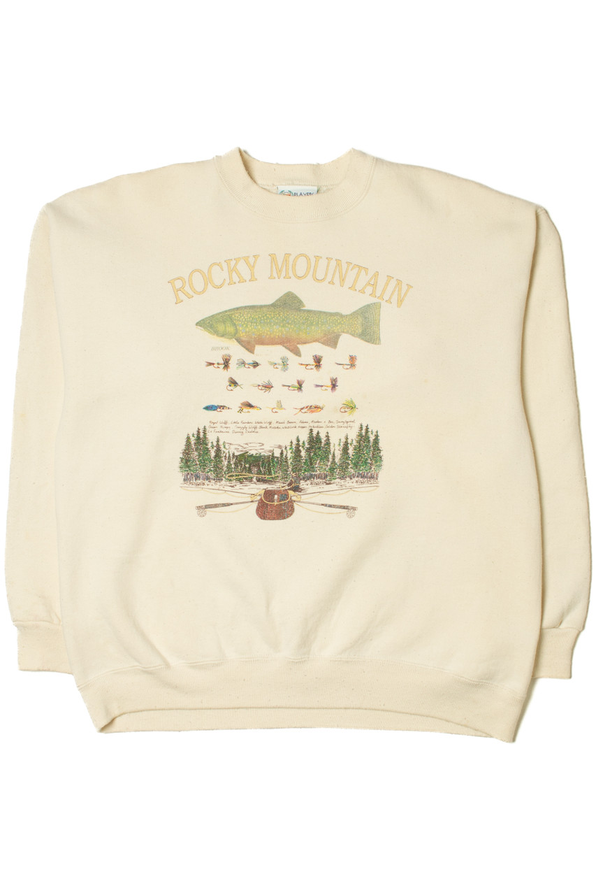 Vintage Round Rocks Fly Fishing Sweatshirt Mens 2XL Catch & Release Sweater  USA