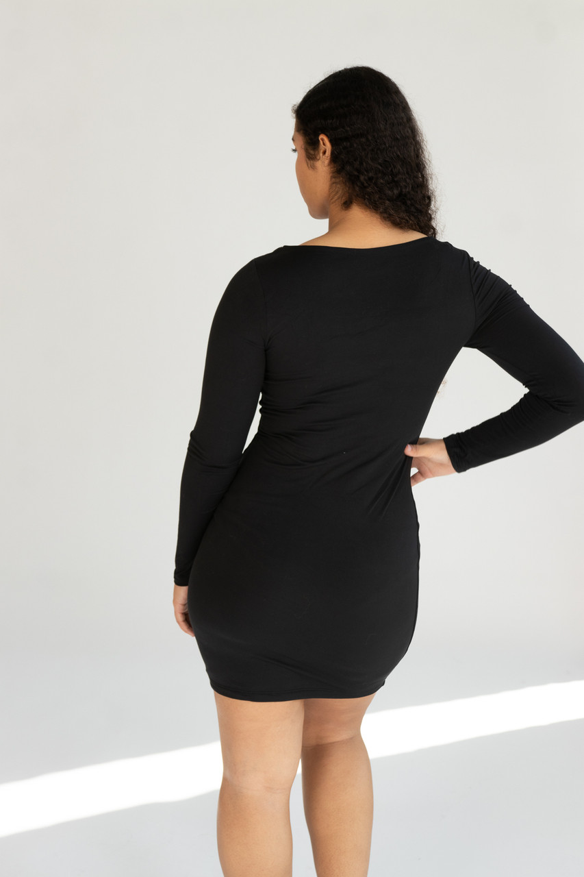 Long Sleeve Square Neck Mini Dress