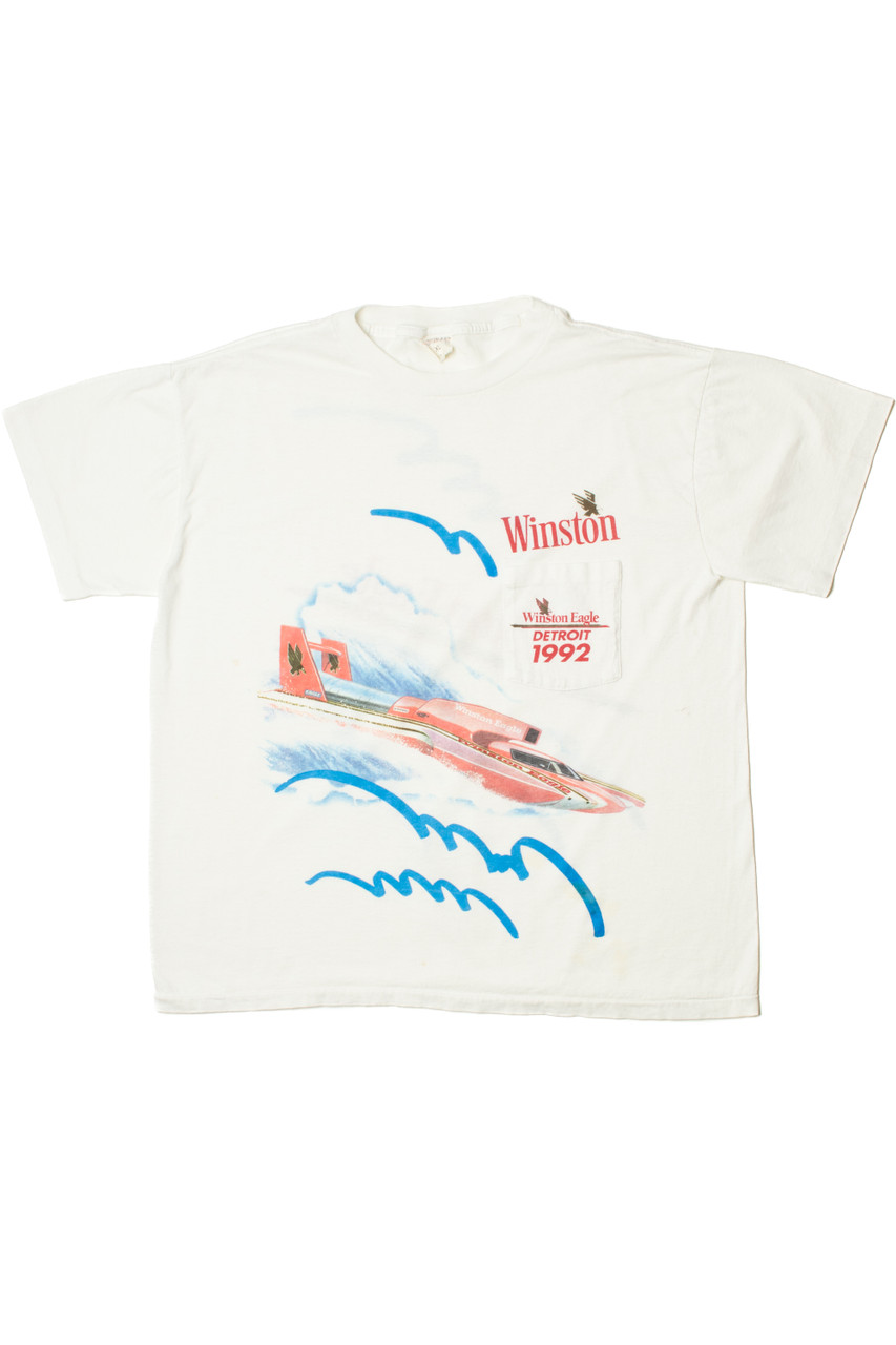 Vintage 1992 Winston Eagle Hydroplane Boat Racing Front/Back Print T-Shirt  