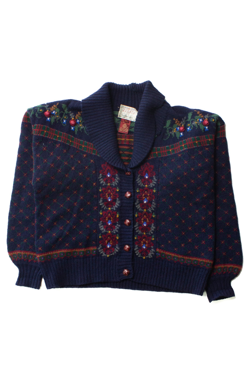Vintage Susan Bristol Floral Cardigan Sweater (1990) 