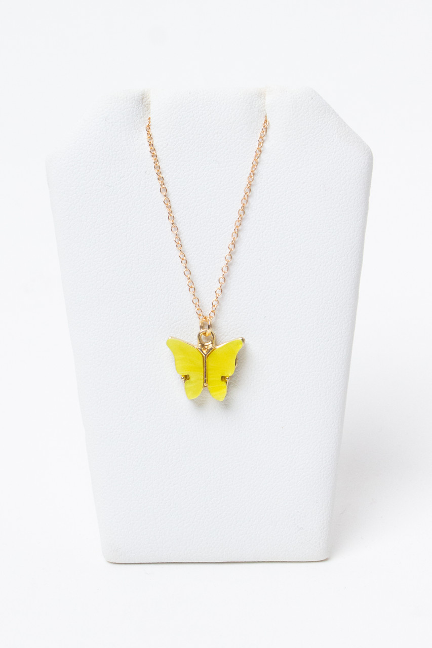 polished italian butterfly charm necklace in 14k gold with adjustable cable  chain