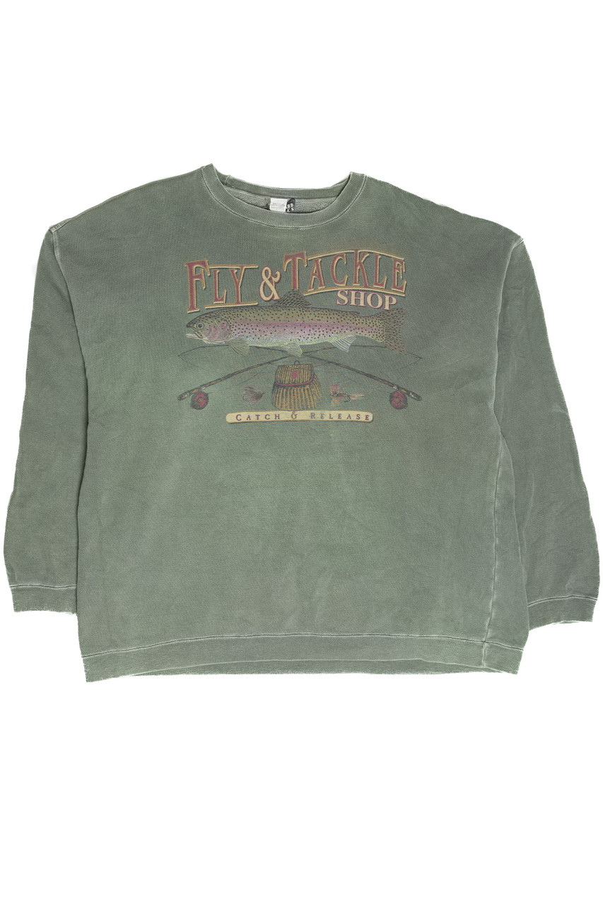 Distressed Vintage Fly & Tackle Fishing Sweatshirt