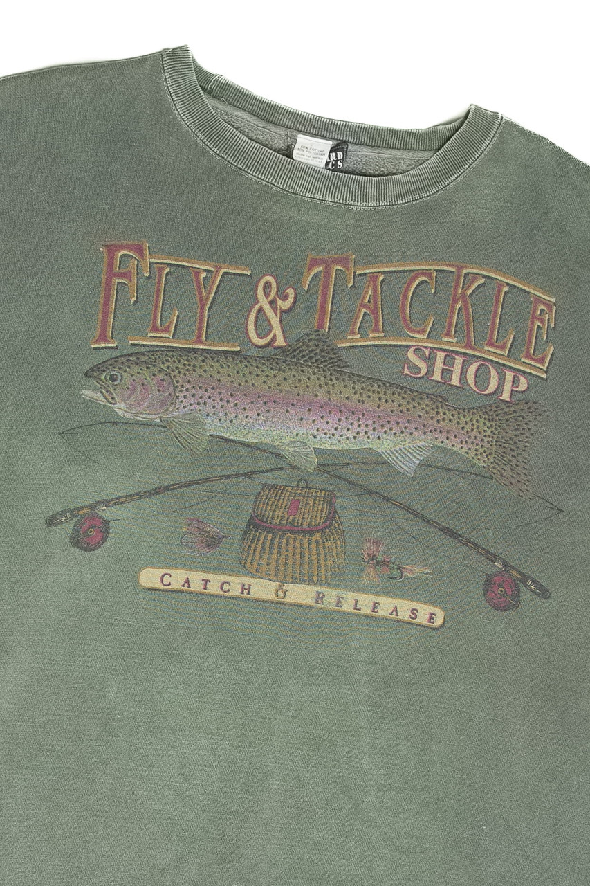 Distressed Vintage Fly & Tackle Fishing Sweatshirt