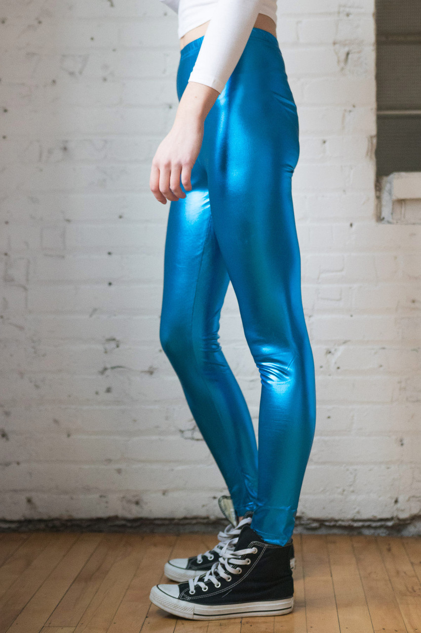 Lyra Pastel Blue Cotton Full Length Leggings