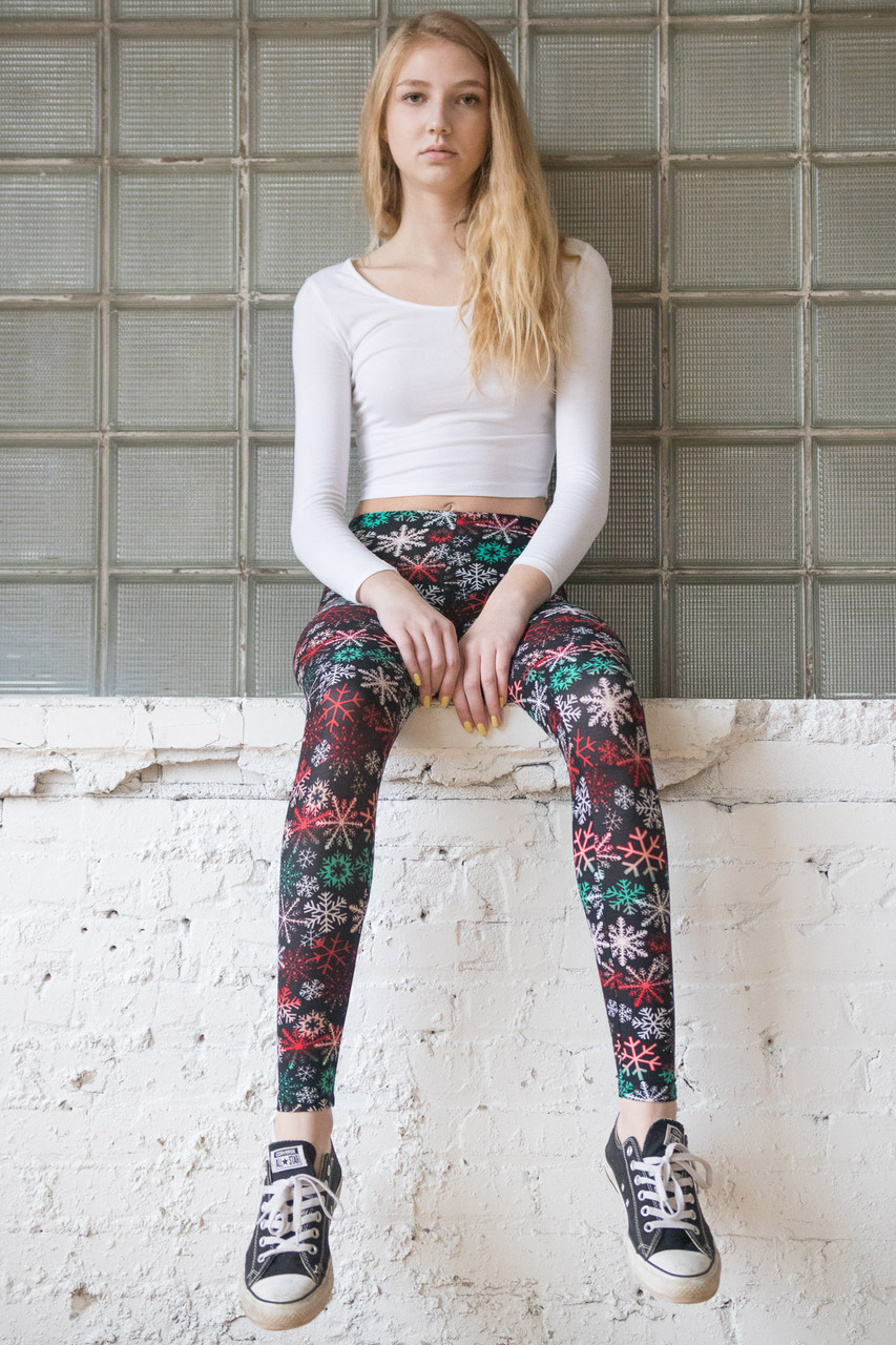 Womens Leggings, Snowflake Leggings