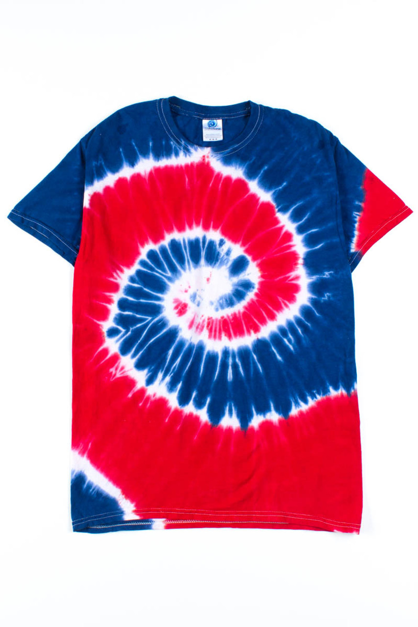 Red and Blue Tie Dye Scrunch Shirt