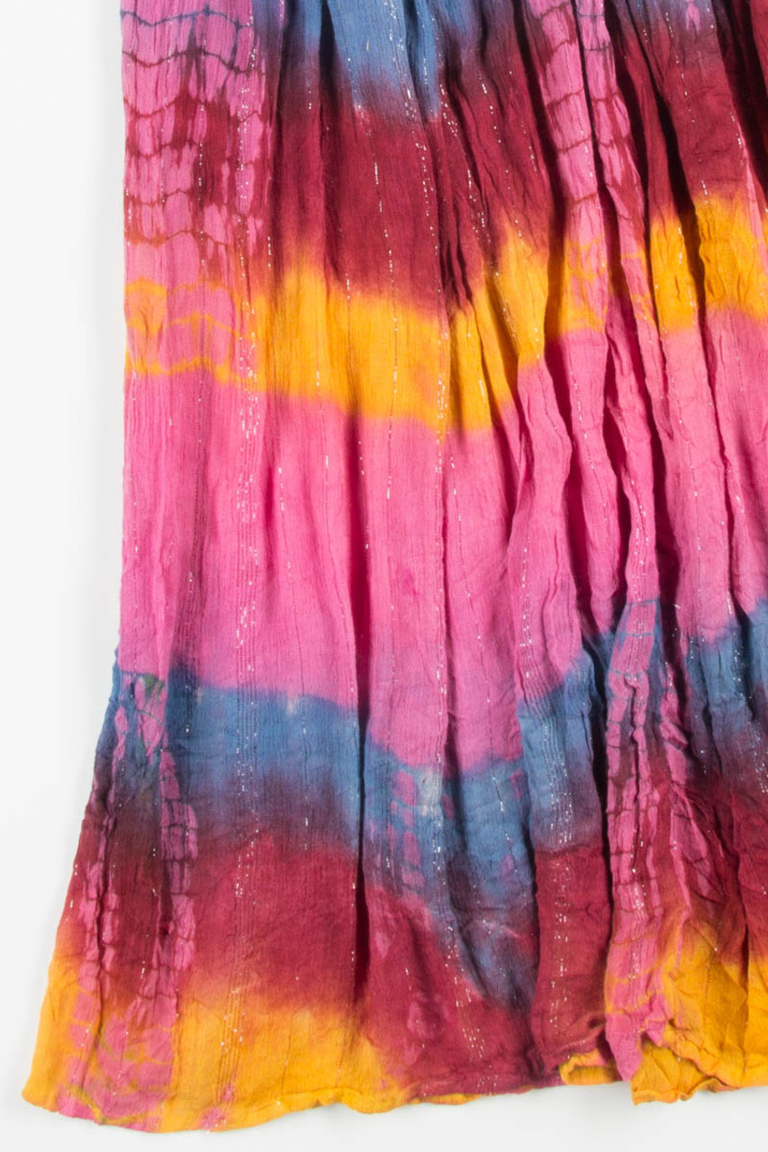 Pink Tinsle Tie Dye Hippie Skirt