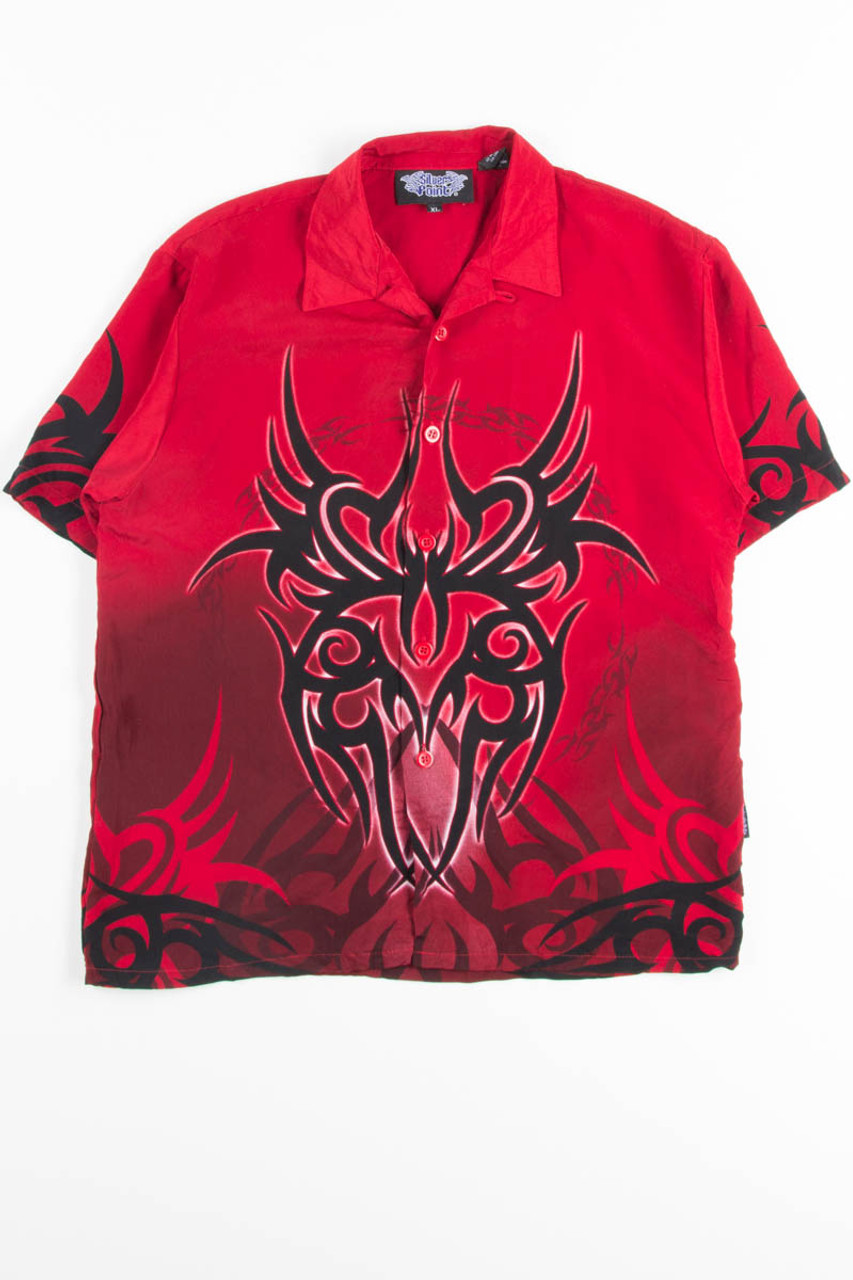 Red Tribal Rave Y2K Shirt - Ragstock.com