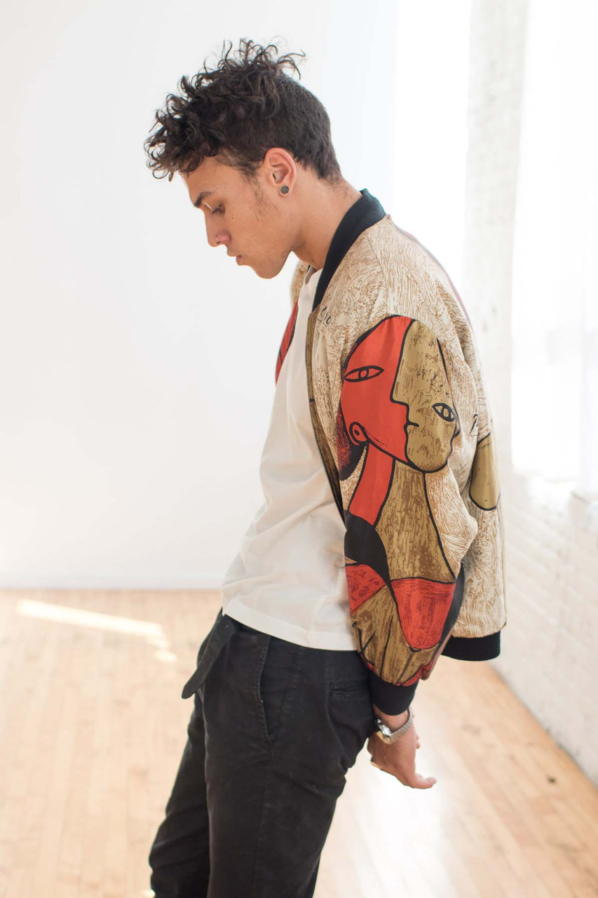 Picasso Motif Bomber Jacket