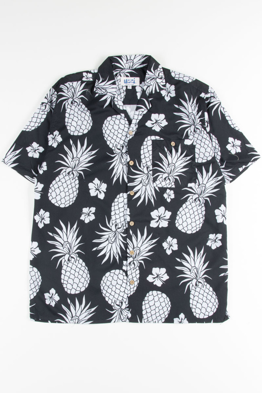 Black Pineapple Print Hawaiian Shirt - Ragstock.com